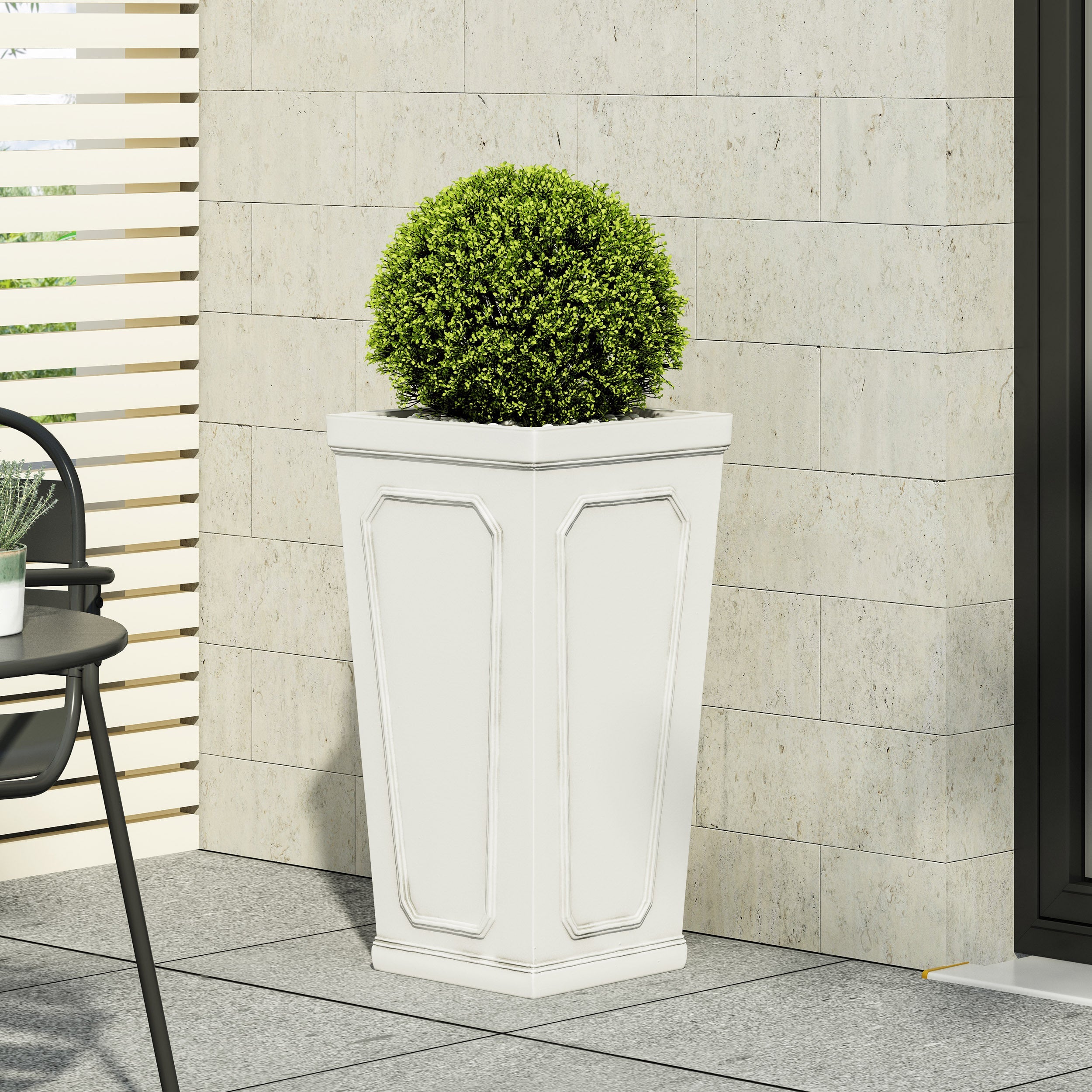 Tall Outdoor MGO Planter with Antique White Finish