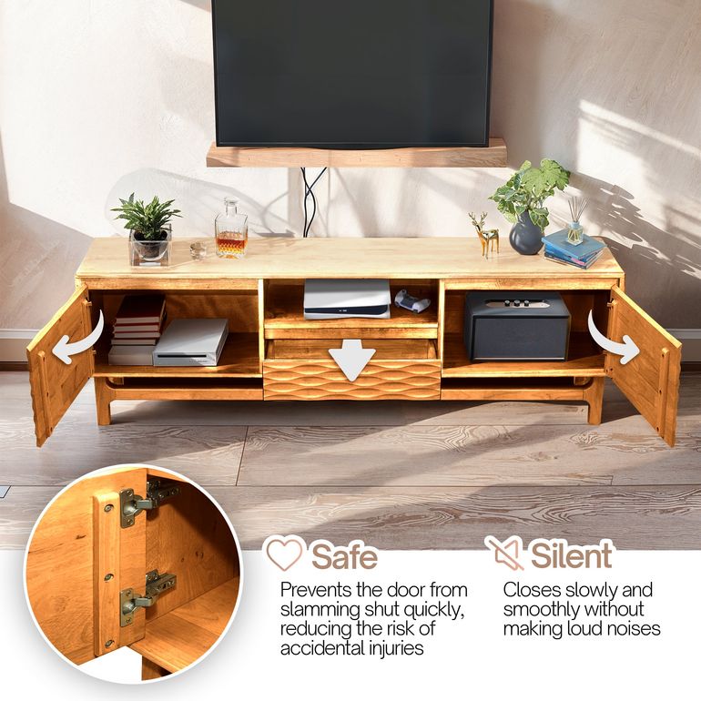 Acacia Elara Solid Wood TV Stand with Storage and Cable Management - 3 Finishes