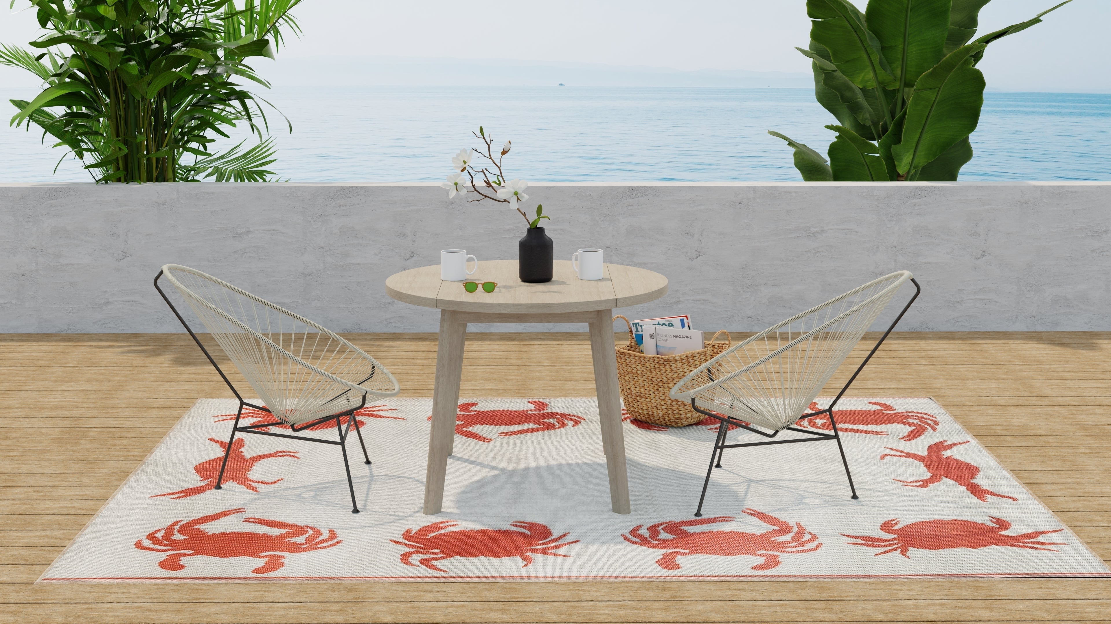 Crab Orange & Cream Outdoor Mat