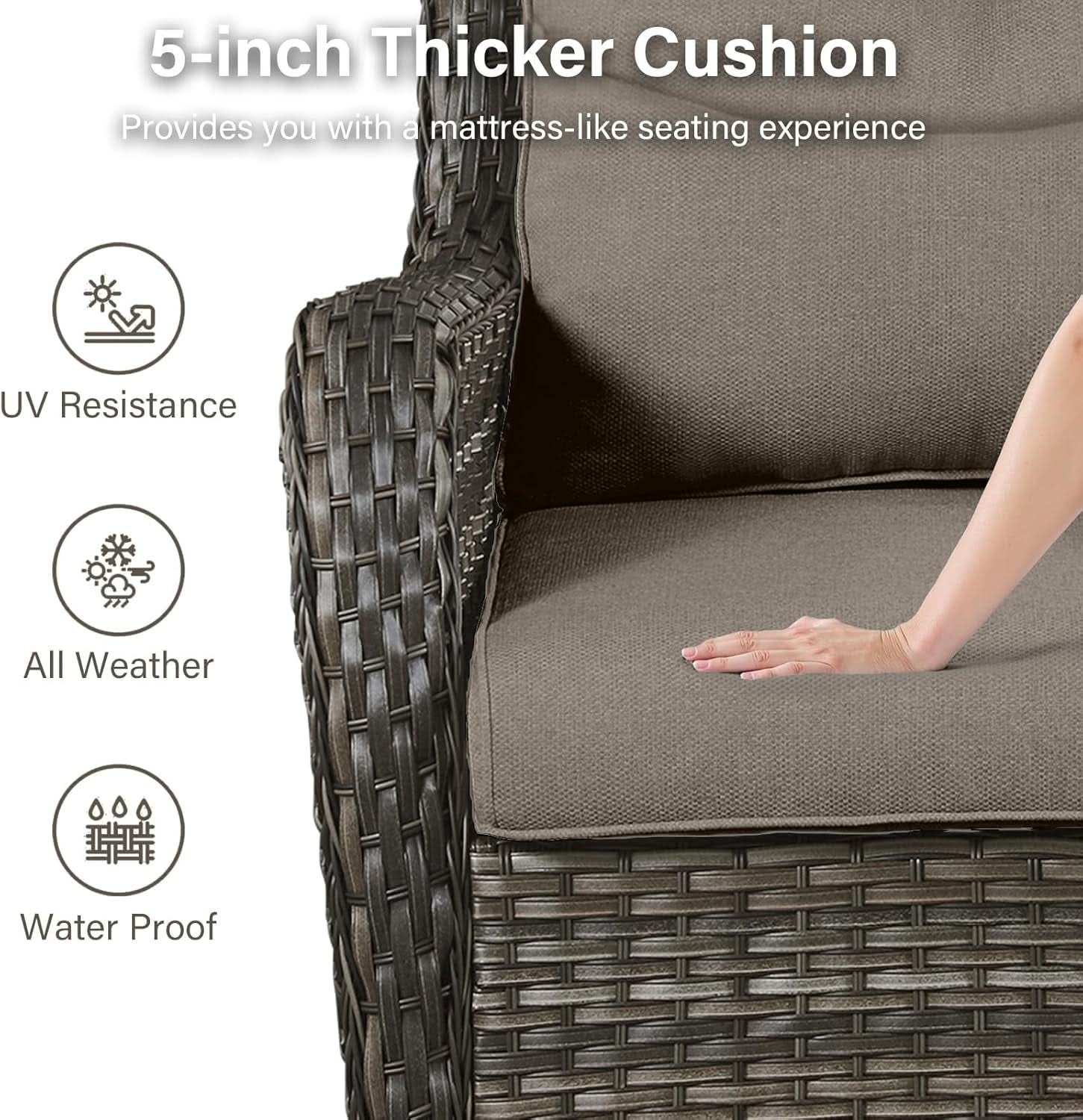 8-Piece Outdoor Wicker Lounge Set with Swivel Chairs, Ottomans, Tables - Gray