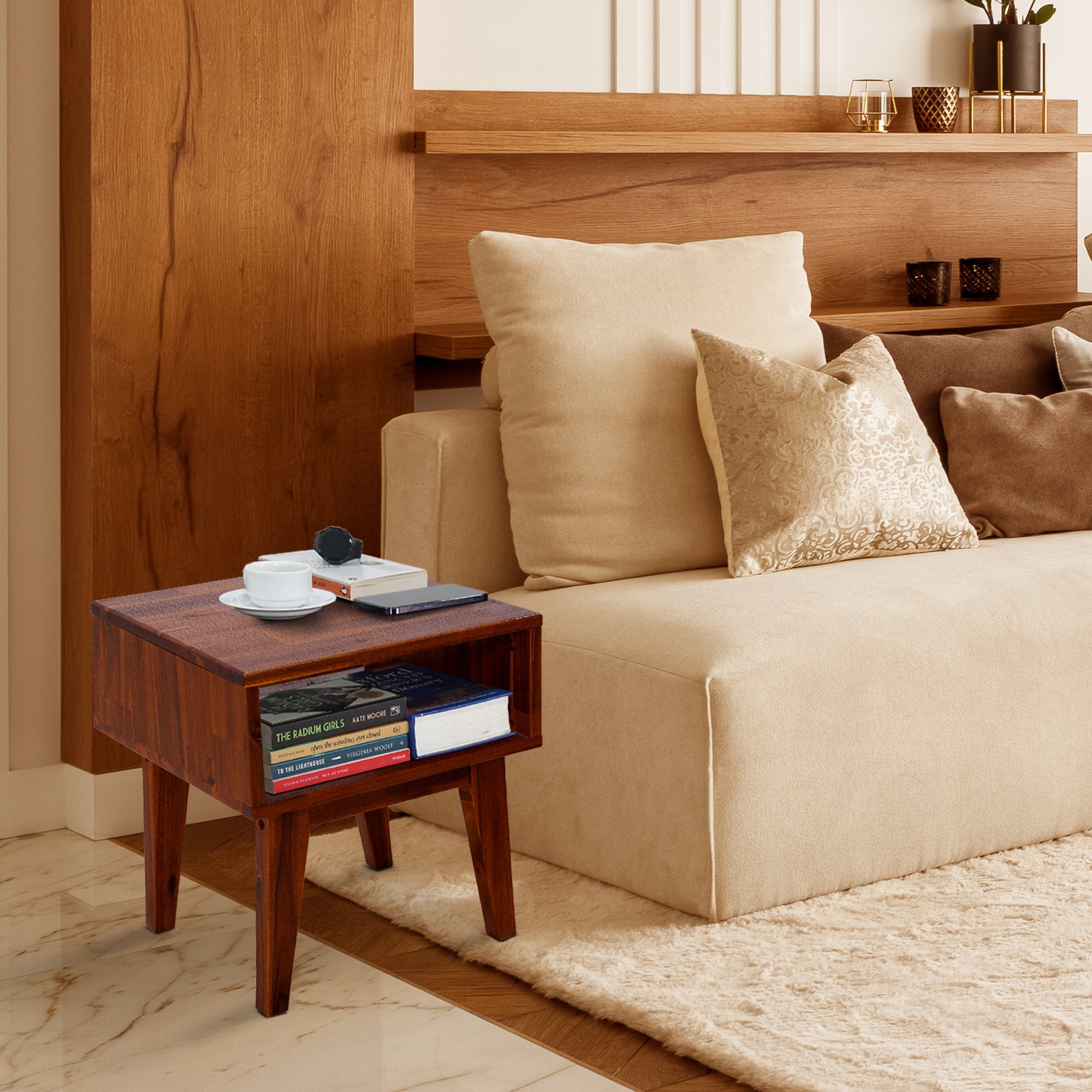 Serena Solid Acacia Wood Nightstand - 6 Colors