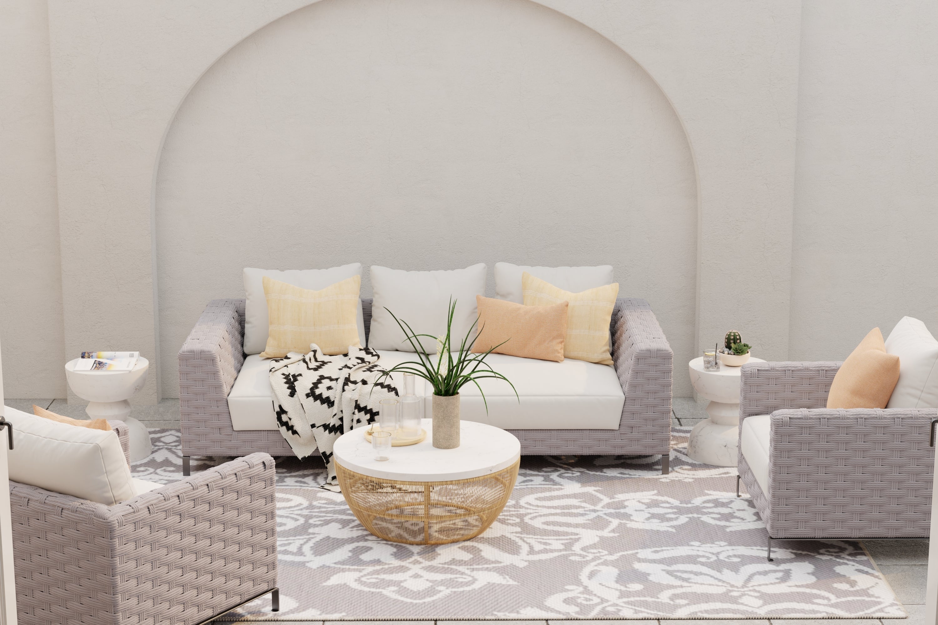 Wrought Iron Cool Grey Reversible Outdoor Mat