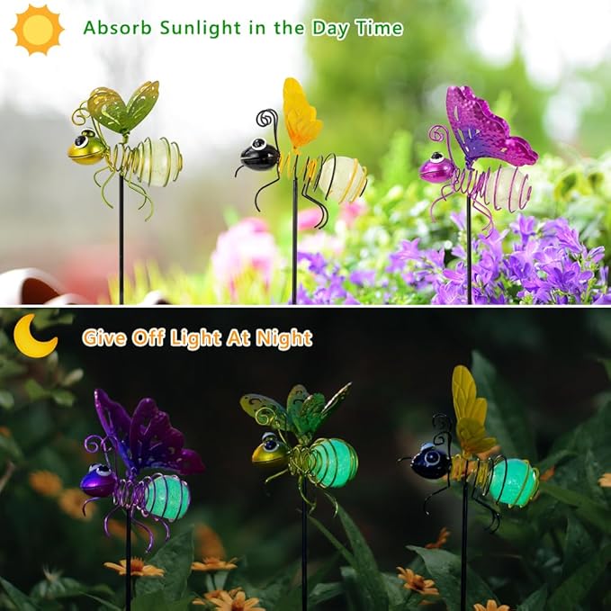Set of 3 Solar Bee Lights