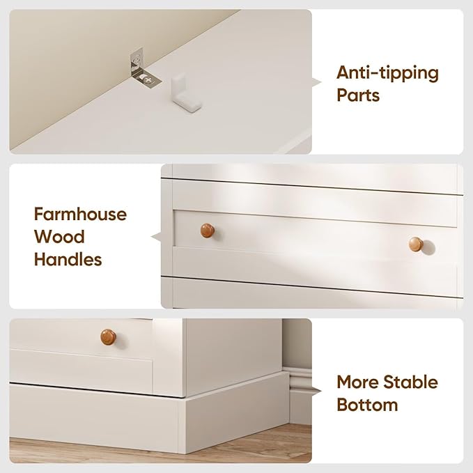 Farmhouse Bookcase with Drawers, Set of 4 – White
