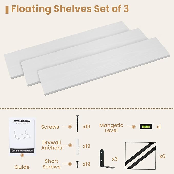 36" White Bookshelves - Set of 3