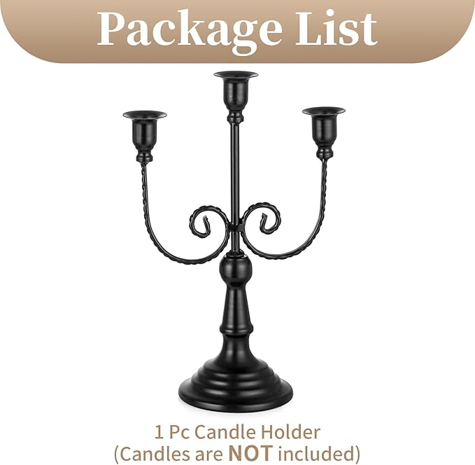 3-Arm Black Metal Halloween Candelabra