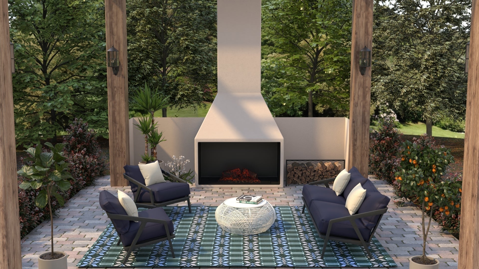 Moroccan Periwinkle Reversible Outdoor Mat