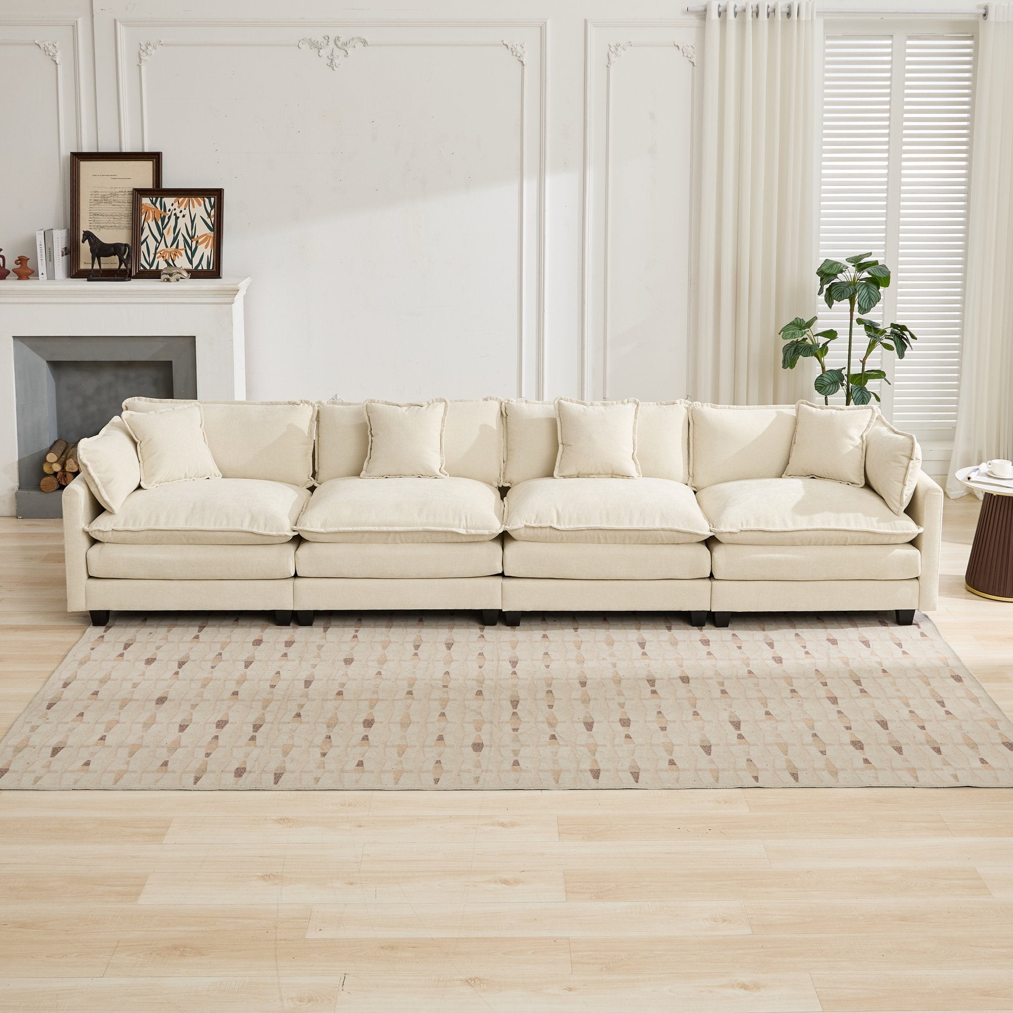 Cloud 4 Seat Sofa with Chenille Fabric in Beige