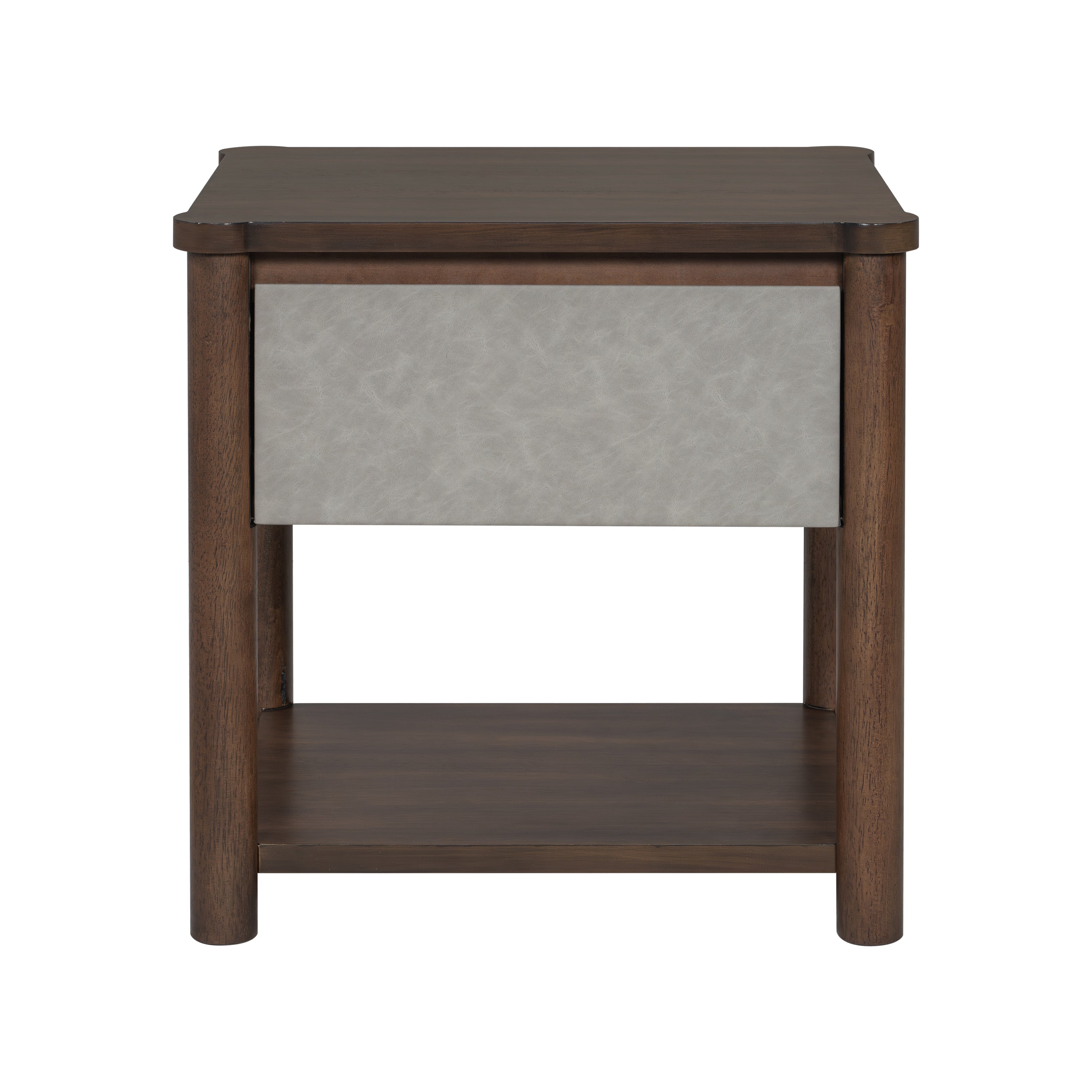 Modern King Bed Frame Set with 2 Nightstands - Gray/Walnut