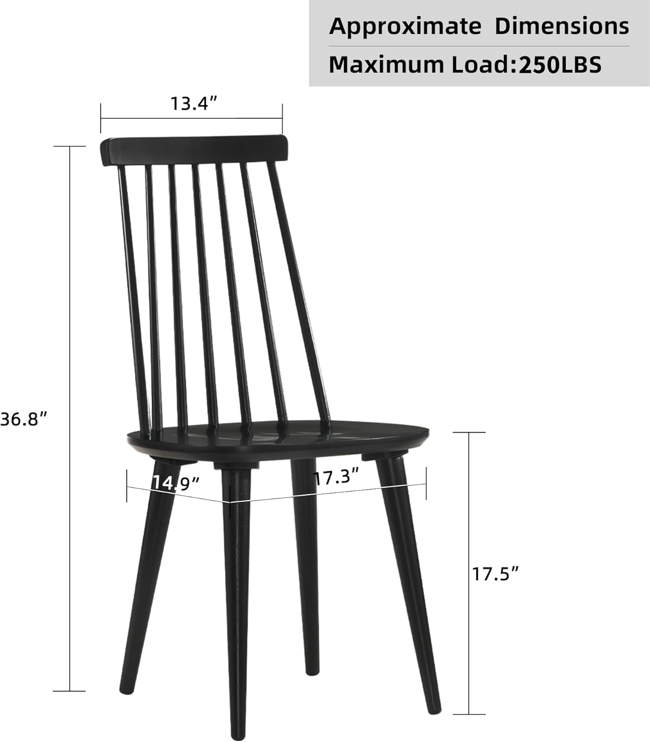 Walnut Hardwood Spindle Back Dining Chairs - 4 pc Set