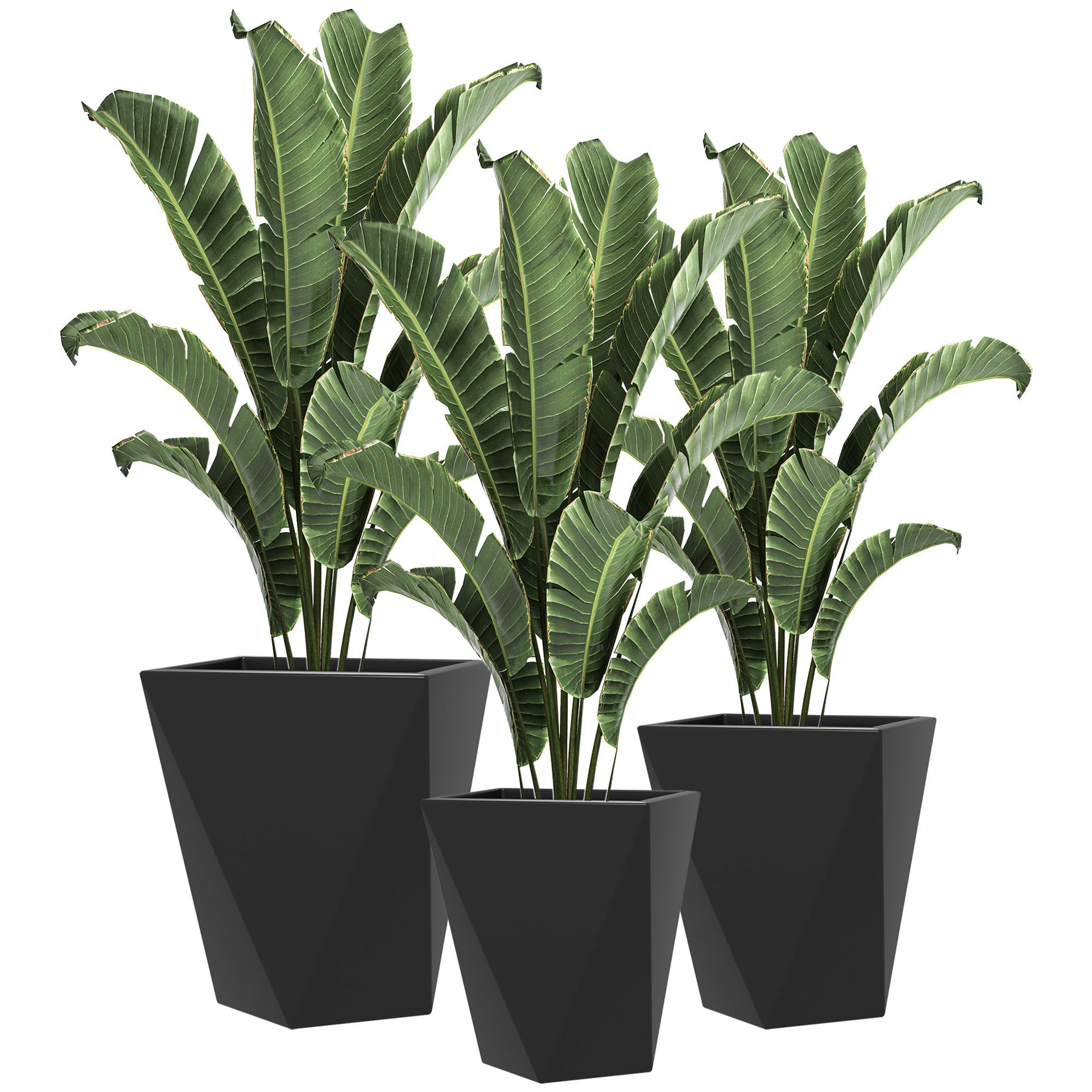 Set of 3 Tall Planters - Black