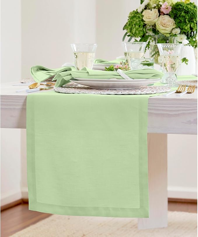 100% Pure Linen Table Runner - 14 x 120 Inch, Lettuce Green