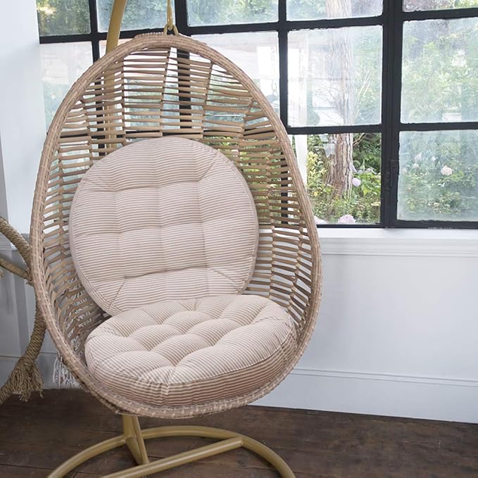 Tiita Striped Beige Round Inddoor/Outdoor Cushions - 2 pack, 22"