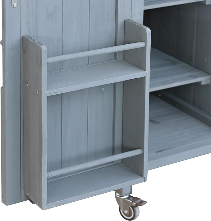 Outdoor Kitchen Island with Internal Storage Rack, Spice & Towel Rack - Robin Blue