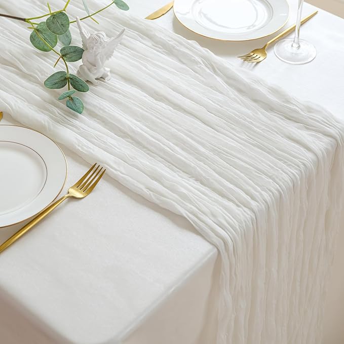 Gauze Table Runner - 10 ft Ivory