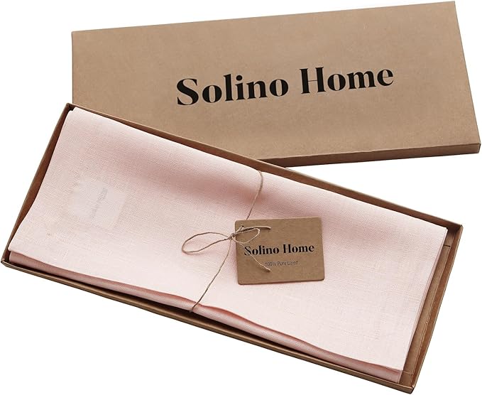 100% Pure Linen Table Runner 14 x 60 Inch - Pale Pink