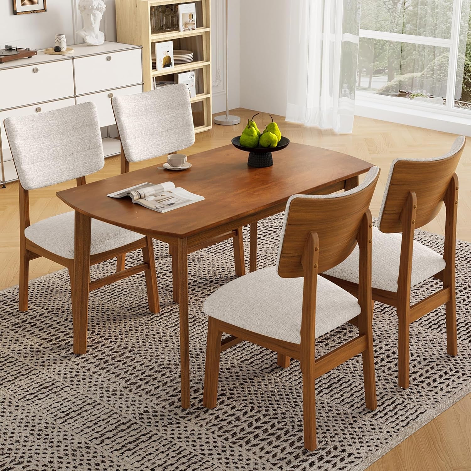 Solid Wood Dining Set For Small Spaces - 5 Pc Set