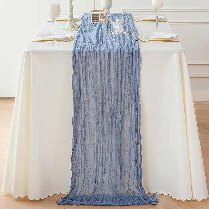 Dusty Blue Cheesecloth Table Runner - 10 ft