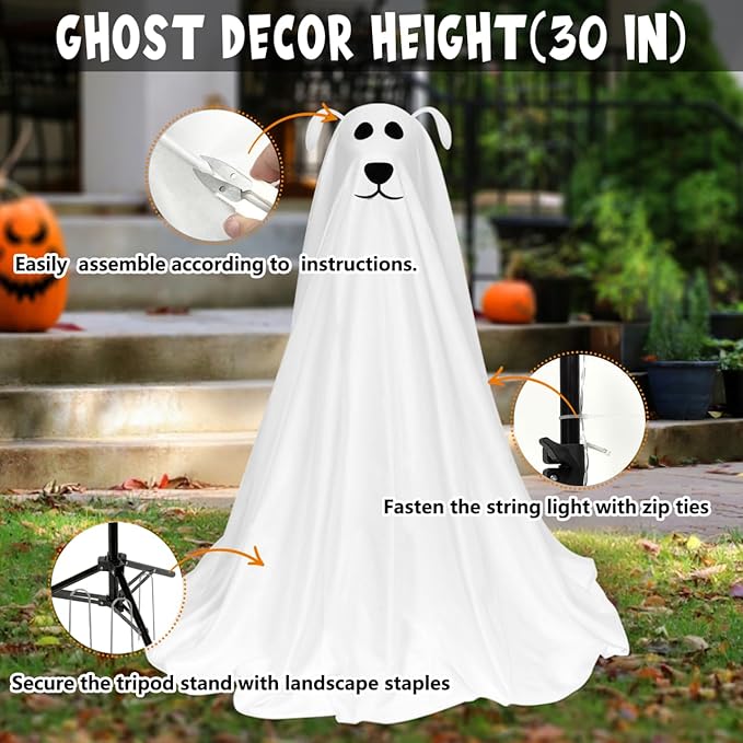 Light-Up Freestanding Ghost Dog with Remote