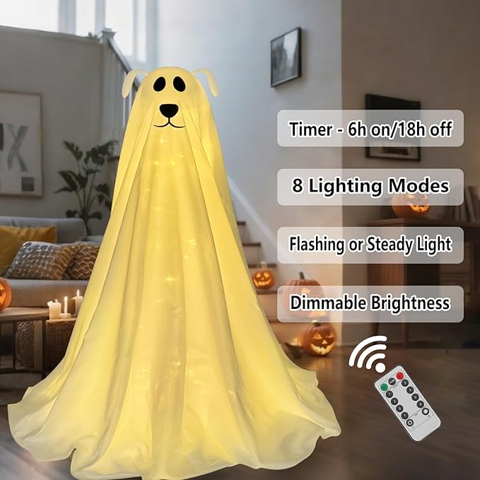 Light-Up Freestanding Ghost Dog with Remote