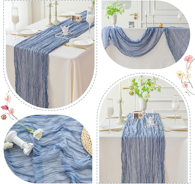 Dusty Blue Cheesecloth Table Runner - 10 ft