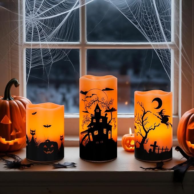 Rechargable Flickering Flameless Candles with Charging Base - Set of 3