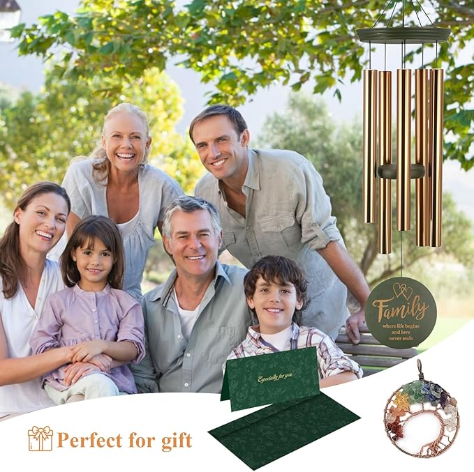 Large Outdoor Windchime with Engraved Tree of Life