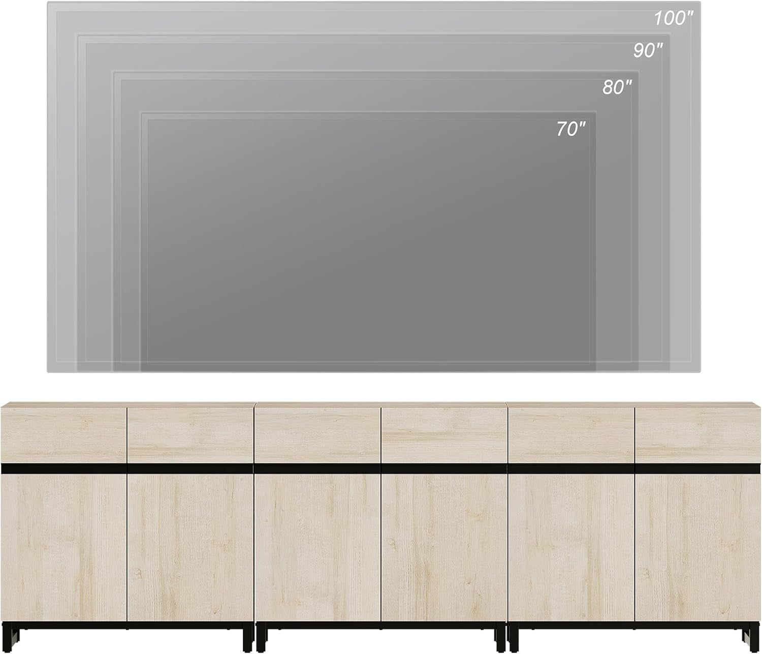 3 In 1 Multifunctional Sideboard Buffet Cabinet With Adjustable Shelves In Light Oak