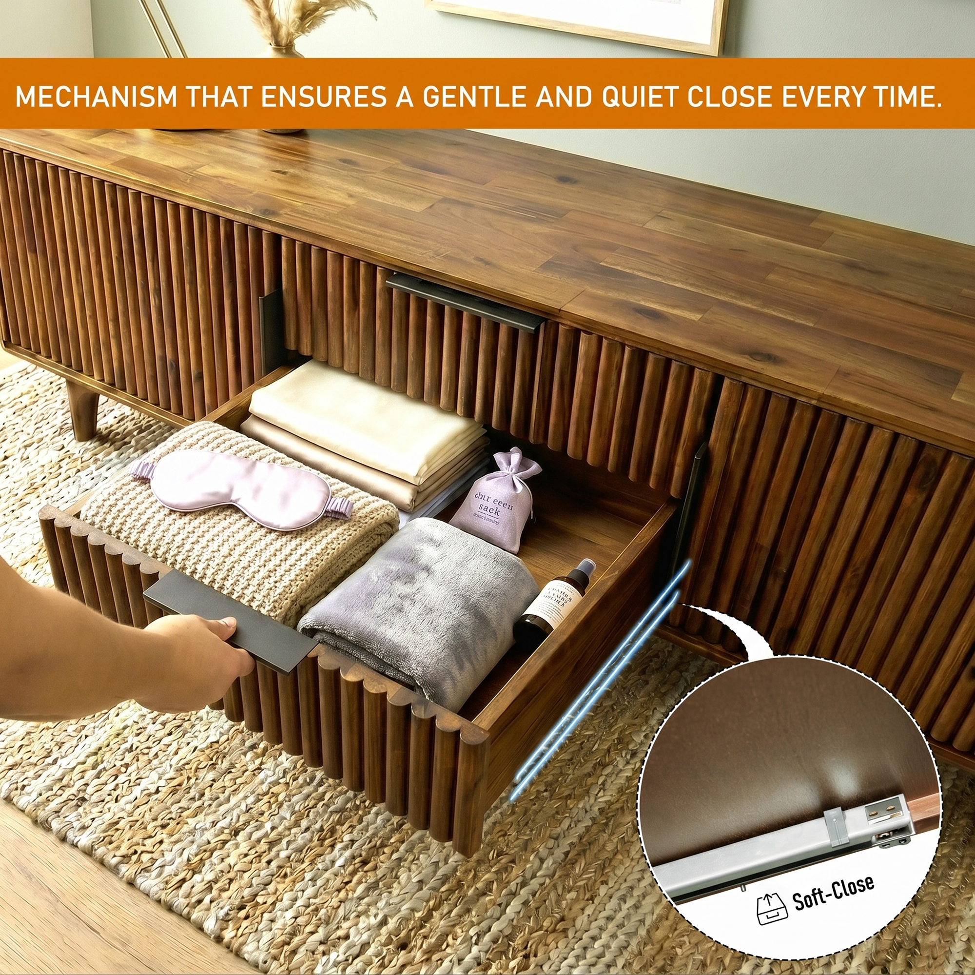 Bosk Solid Wood Storage Bench in Walnut or Natural