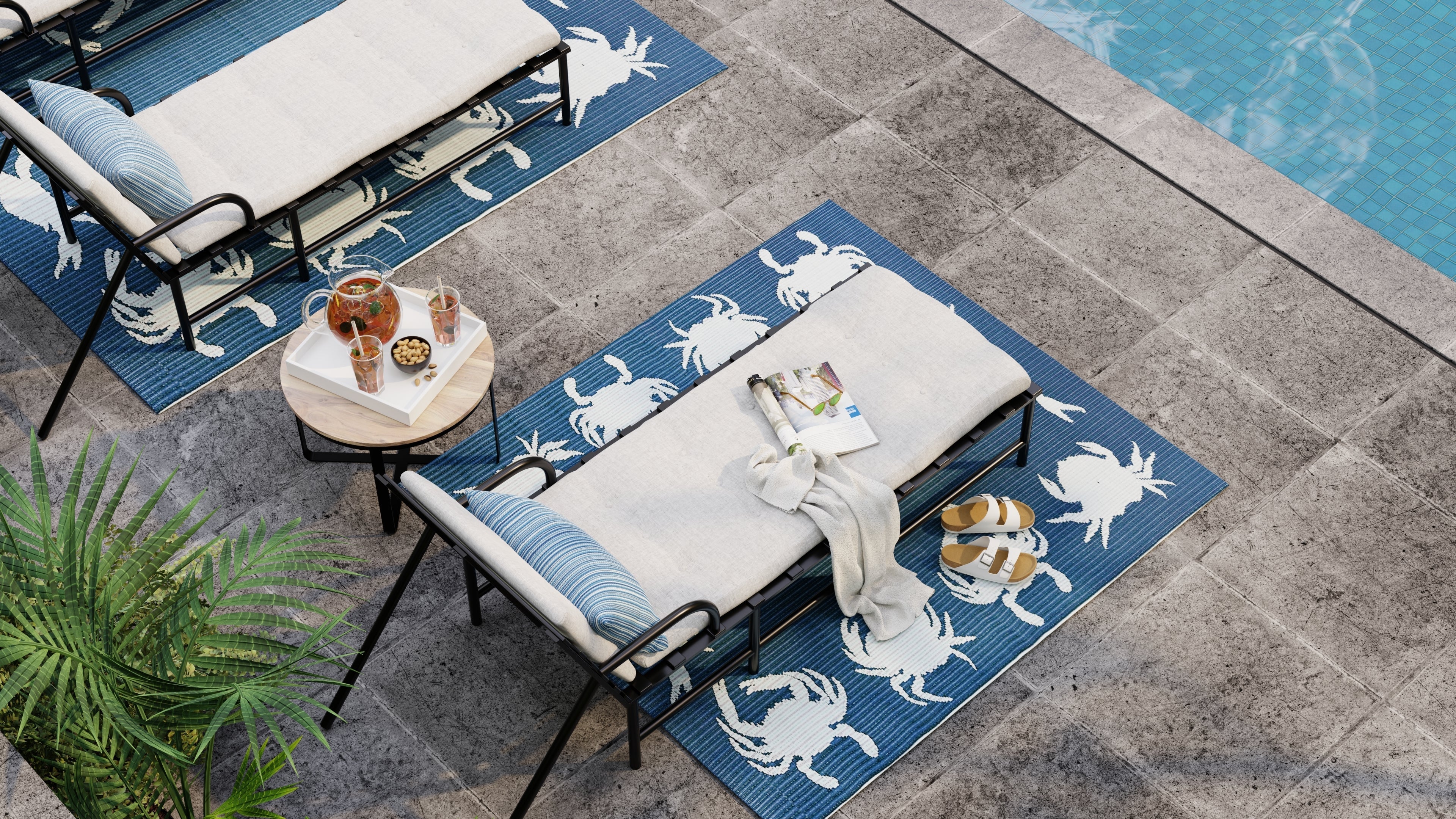 Crab Blue & Teal Outdoor Mat