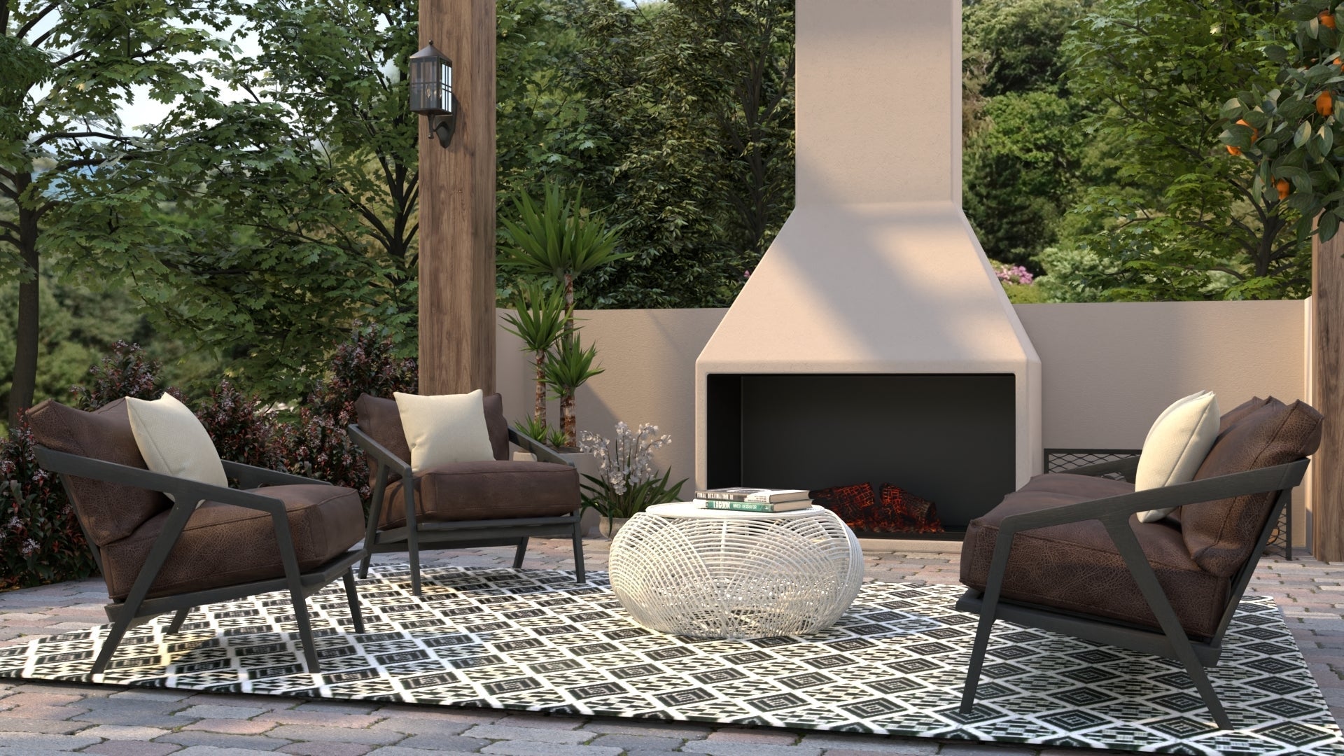 Scotch Black & White Reversible Outdoor Mat
