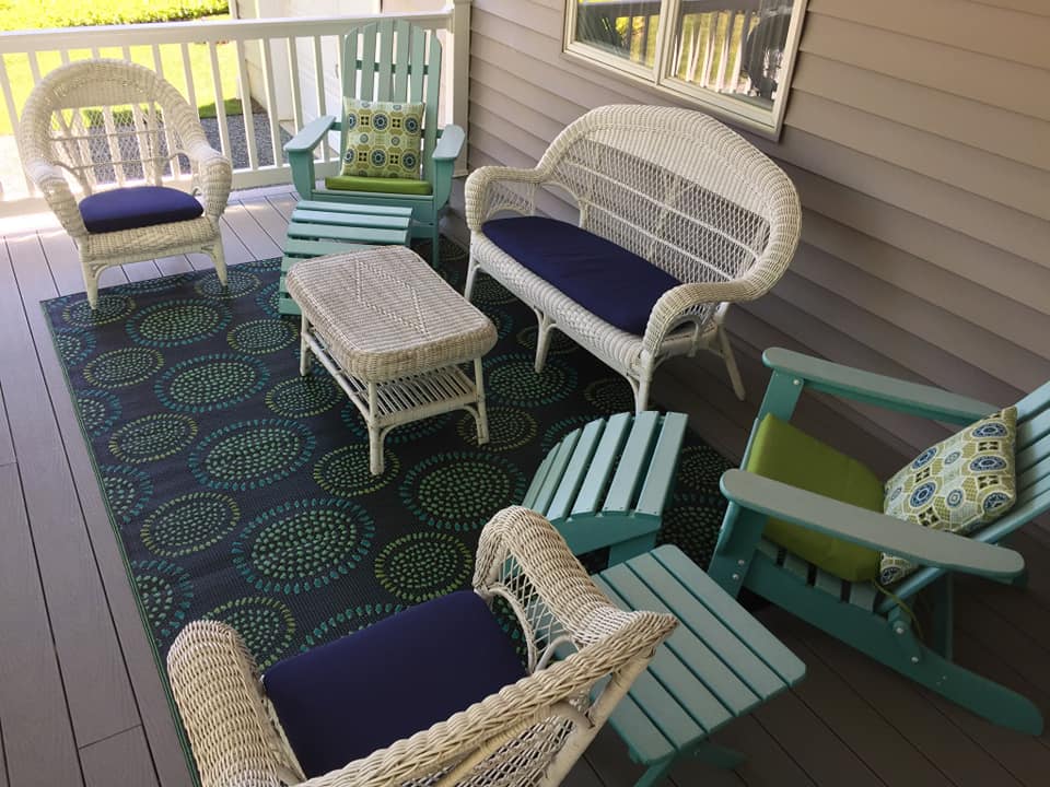 Molly Navy & Aqua Outdoor Mat