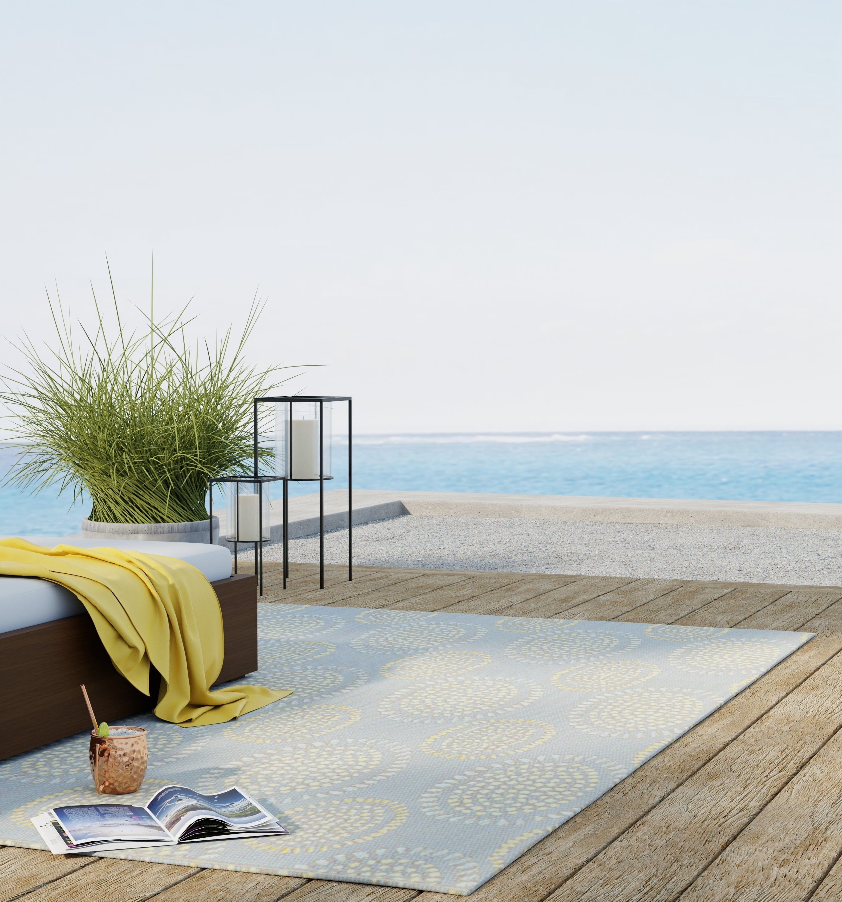 Molly Grey & Yellow Outdoor Mat