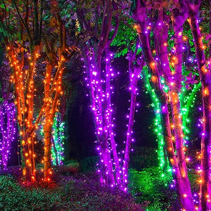 Halloween 300 LED Connectable String Lights with 8 Lighting Modes - Indoor/Outdoor, Purple