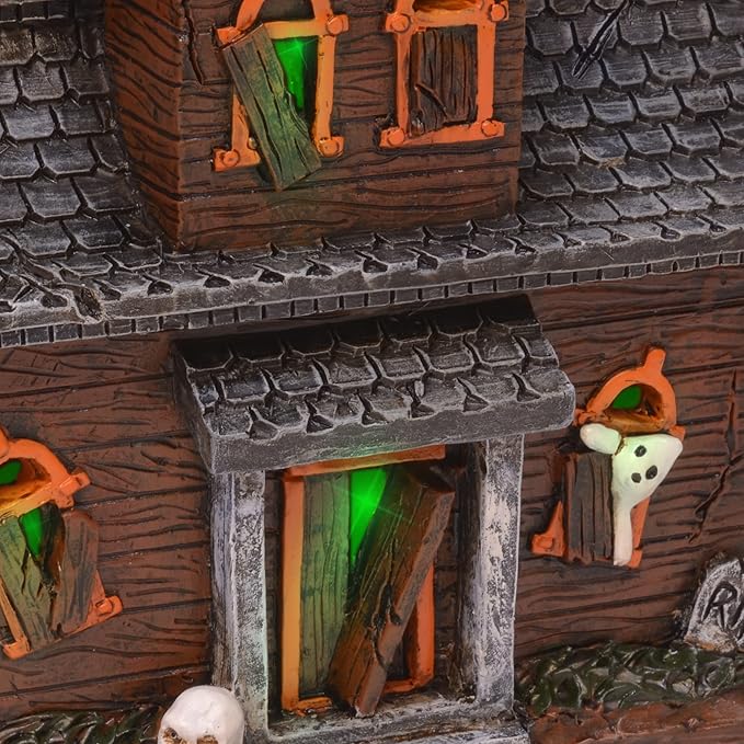 Mark Feldstein & Associates Spooky Halloween Village - Color-Changing Pre-Lit 3 Pc Set