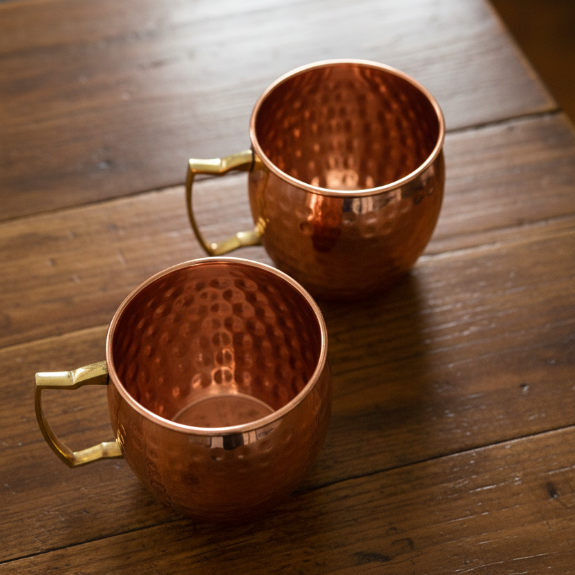 Handcrafted Copper Moscow Mule Mugs - Set of 4