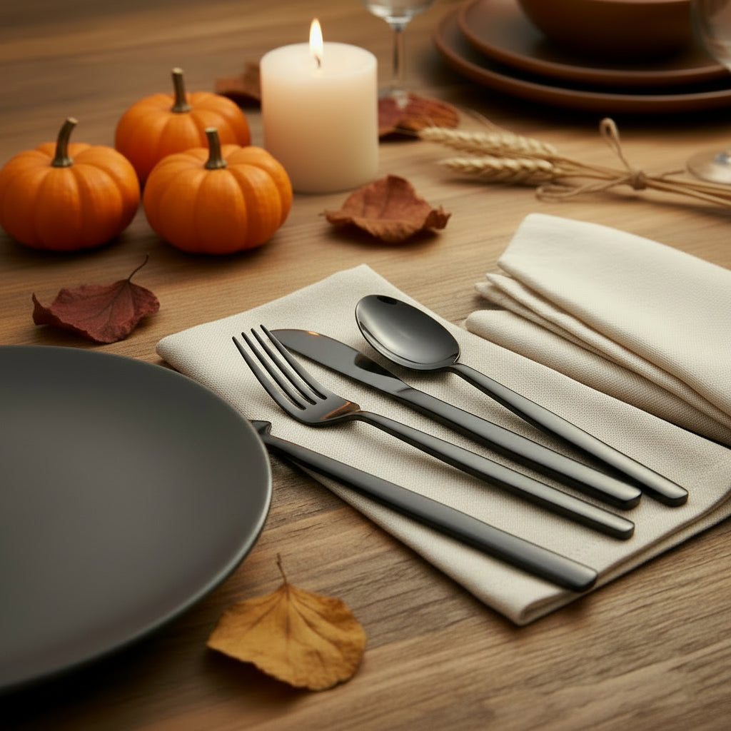 Black Stainless Steel Flatware - 36 Piece Set
