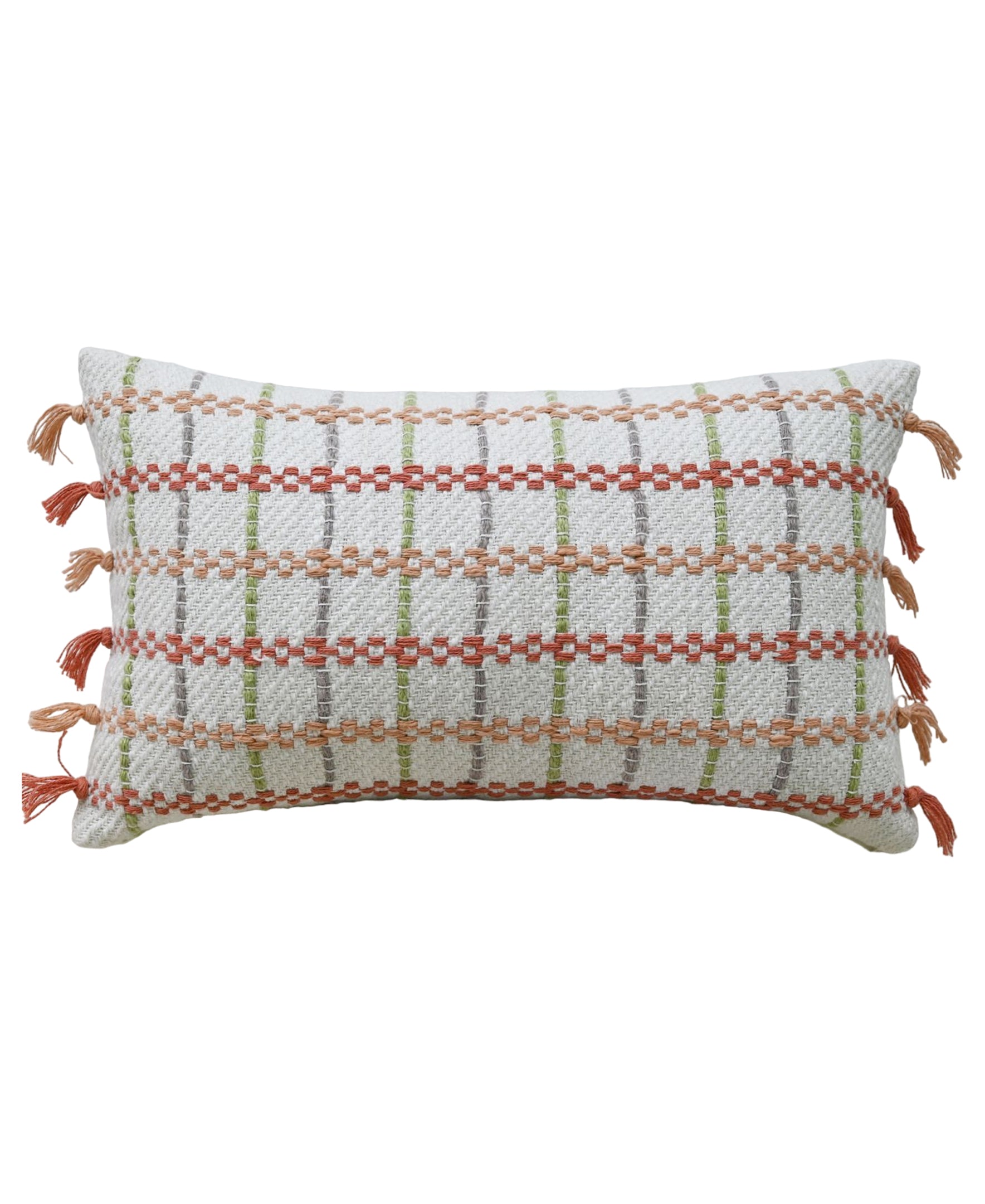 Emma Handwoven Plaid Pillow - 14 X 24