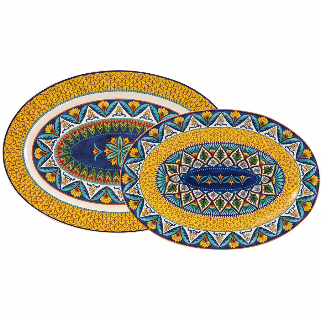 Set of 2 Bico Havana Oval Platters - 16"/14"