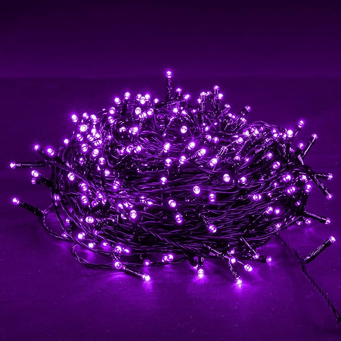 Halloween 300 LED Connectable String Lights with 8 Lighting Modes - Indoor/Outdoor, Purple