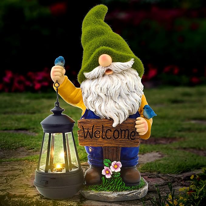 LED Garden Gnome Lantern - Welcome