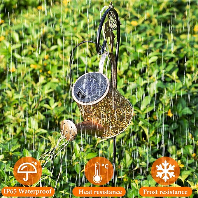 Solar Watering Can Garden Decor