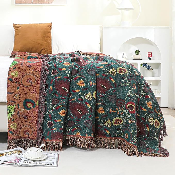 100% Cotton Soft Breathable Reversible Blanket - 80" x 90"