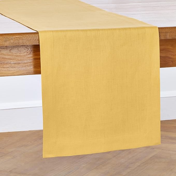 100% Pure Linen 14 x 72 Inch Table Runner - Buttercup