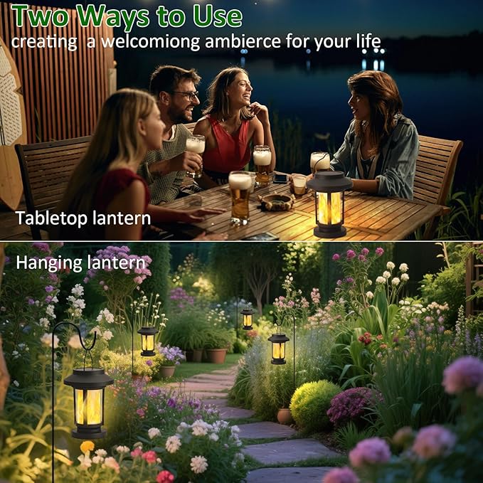 4 Pack Flickering Flameless Solar Lanterns