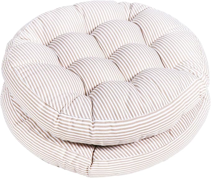 Tiita Striped Beige Round Inddoor/Outdoor Cushions - 2 pack, 22"