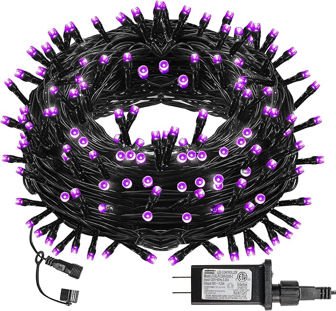Halloween 300 LED Connectable String Lights with 8 Lighting Modes - Indoor/Outdoor, Purple