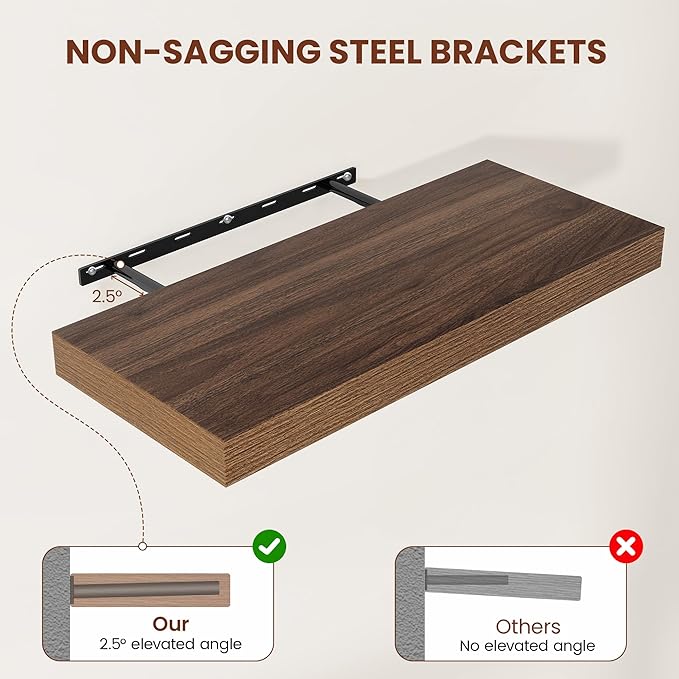 55" Wide Floating Shelves - Heavy Duty Walnut