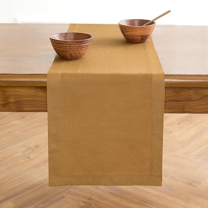 100% Pure Linen Table Runner - 14 x 60 Inch, Honey