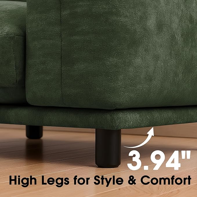 Modern Minimalist Oversized Sofa with Thick Cushion in Green